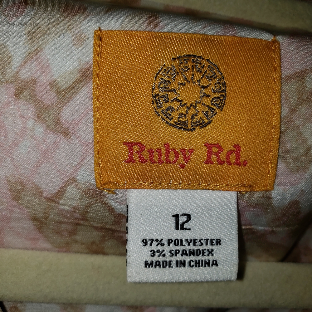 Ruby Rd. Light Pink And Beige Printed Button-Down… - image 3